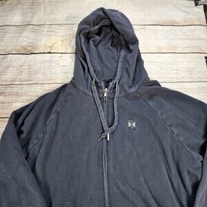 Under Armour Rival Fleece Hoodie Mens 2XL Black Full Zip Sweatshirt